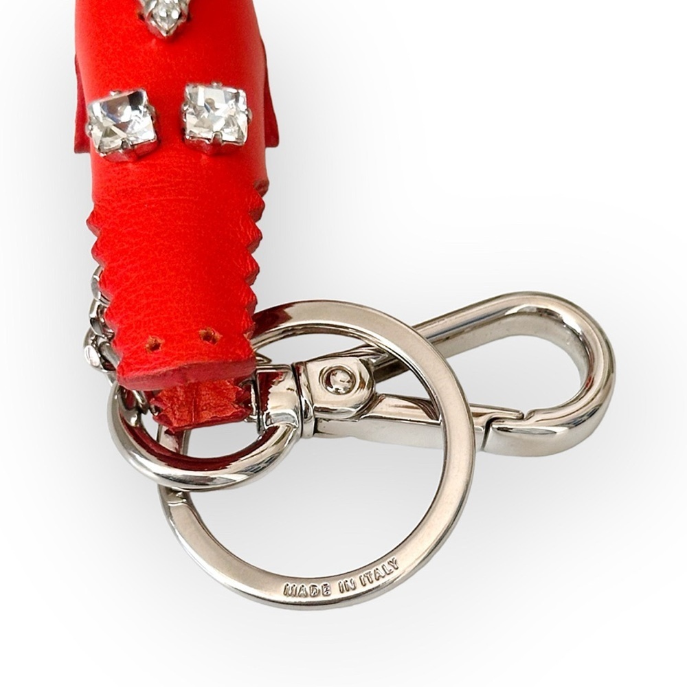 FENDI RARE Red Leather Alligator Bling Bag Charm Key Chain Key Fob - Picture 5 of 9